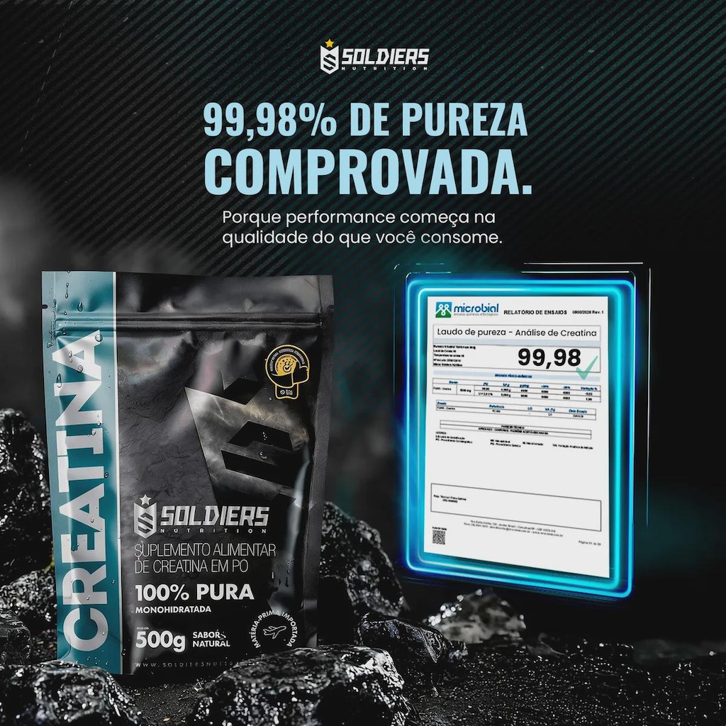 Imagem 3 do produto Creatina Monohidratada 1kg 100% Pura Importada - Soldiers Nutrition