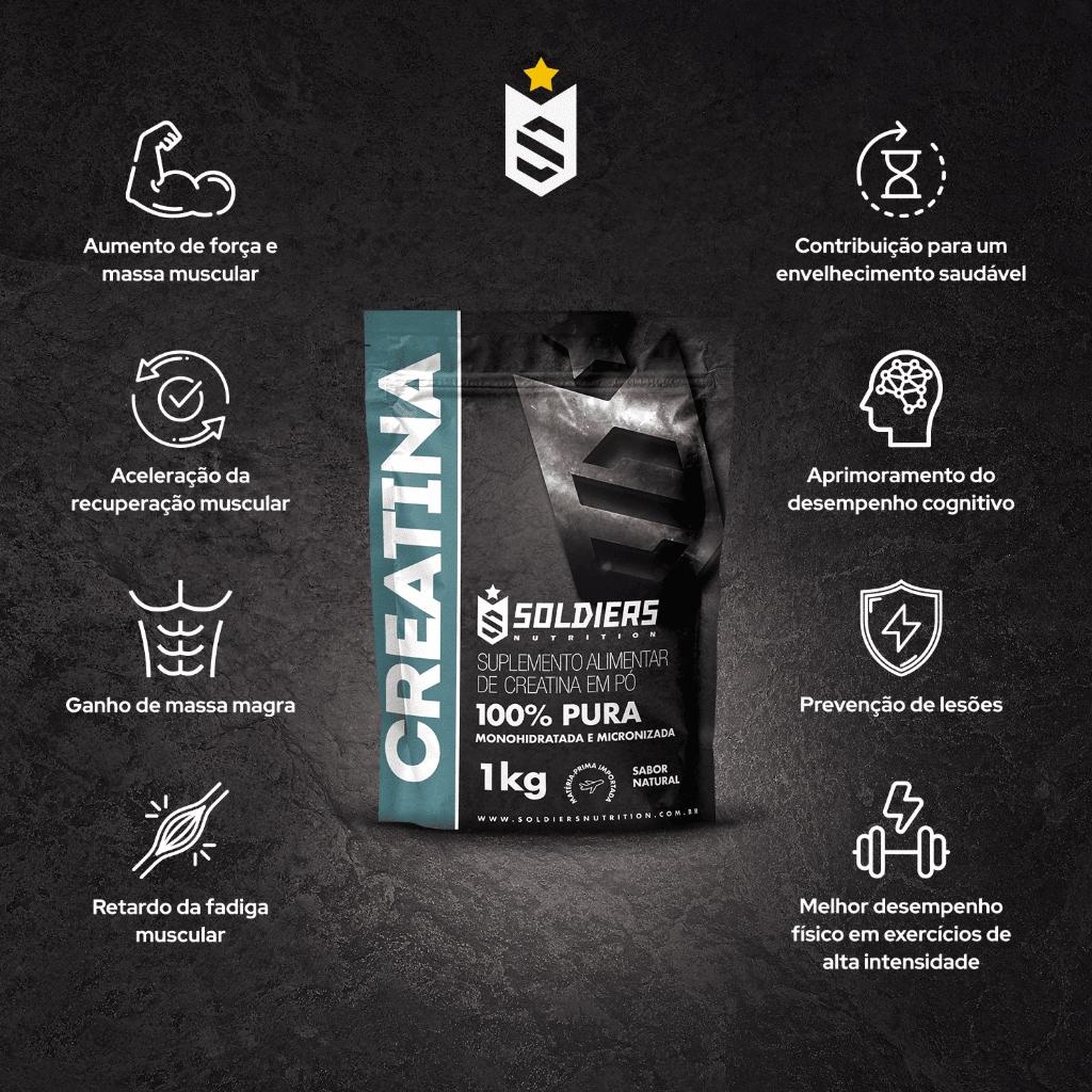 Imagem 4 do produto Creatina Monohidratada 1kg 100% Pura Importada - Soldiers Nutrition