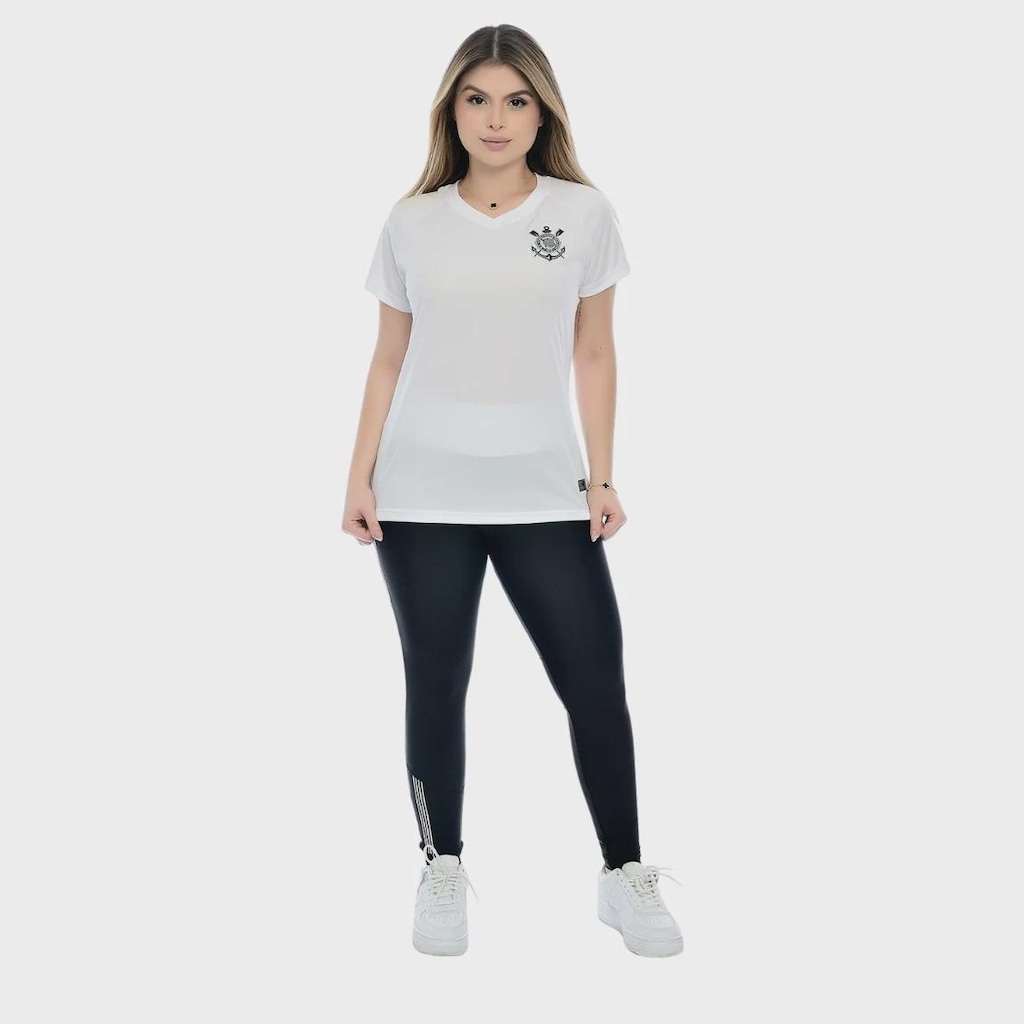 Imagem 2 do produto Camisa do Corinthians Baby Look Gola V Dry-fit Coimbra - Feminina