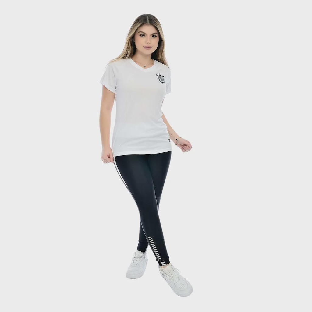 Imagem 3 do produto Camisa do Corinthians Baby Look Gola V Dry-fit Coimbra - Feminina