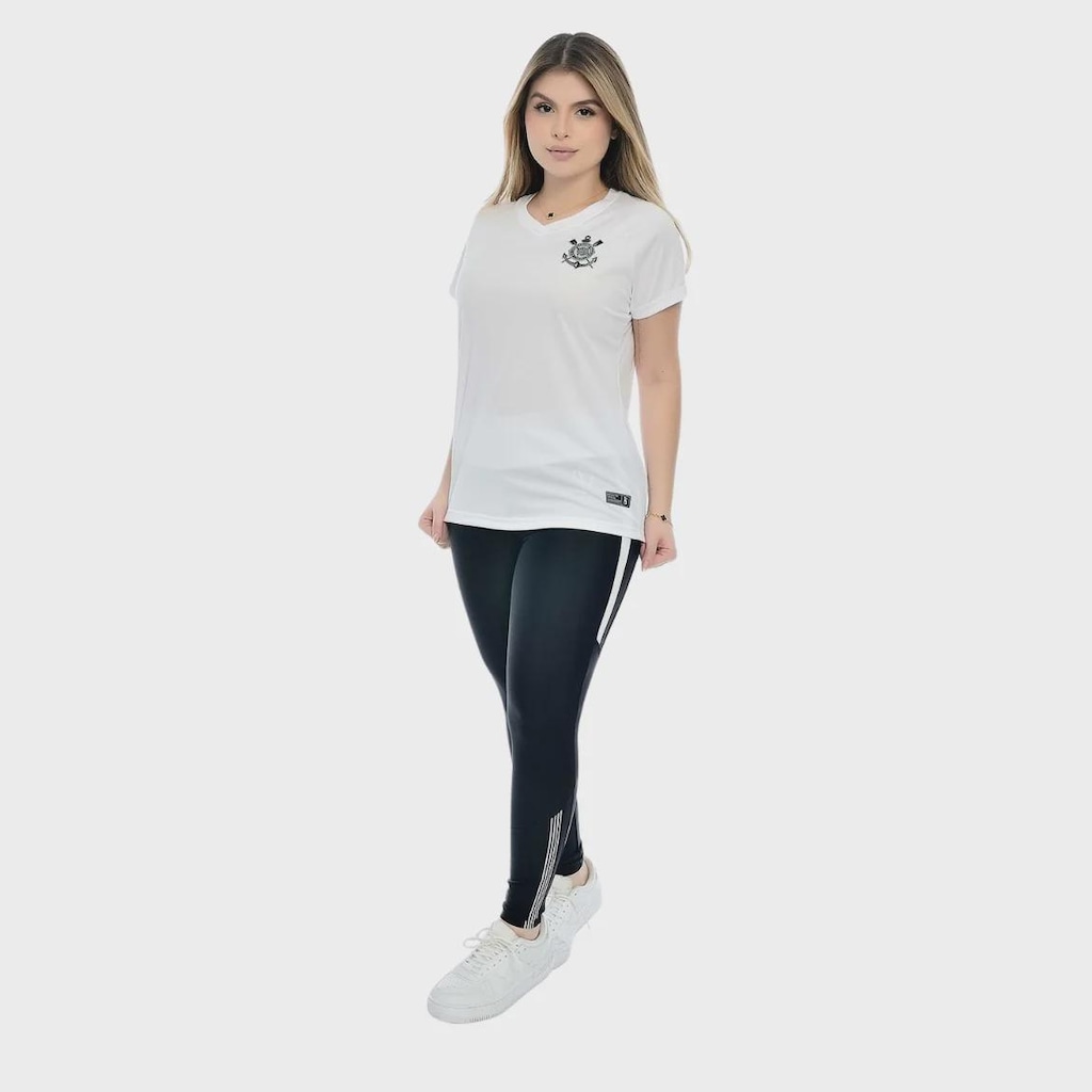 Imagem 4 do produto Camisa do Corinthians Baby Look Gola V Dry-fit Coimbra - Feminina