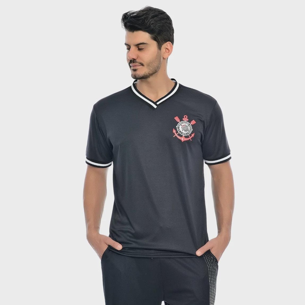 Imagem 2 do produto Camisa do Corinthians Fitness Punho e Gola Retilíneo Coimbra - Masculina