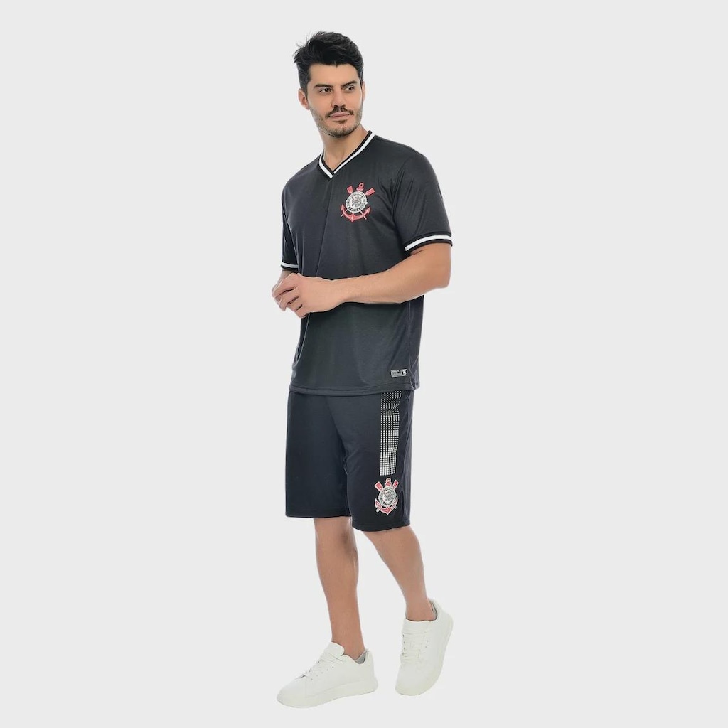 Imagem 3 do produto Camisa do Corinthians Fitness Punho e Gola Retilíneo Coimbra - Masculina
