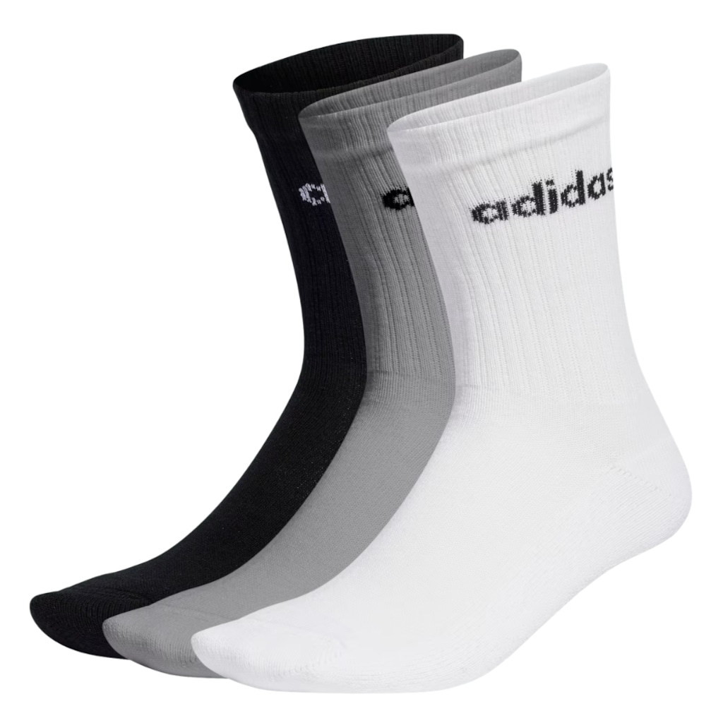 Imagem 4 do produto Kit de Meias adidas com 3 Peças Linear Crew Cano Médio - Unissex