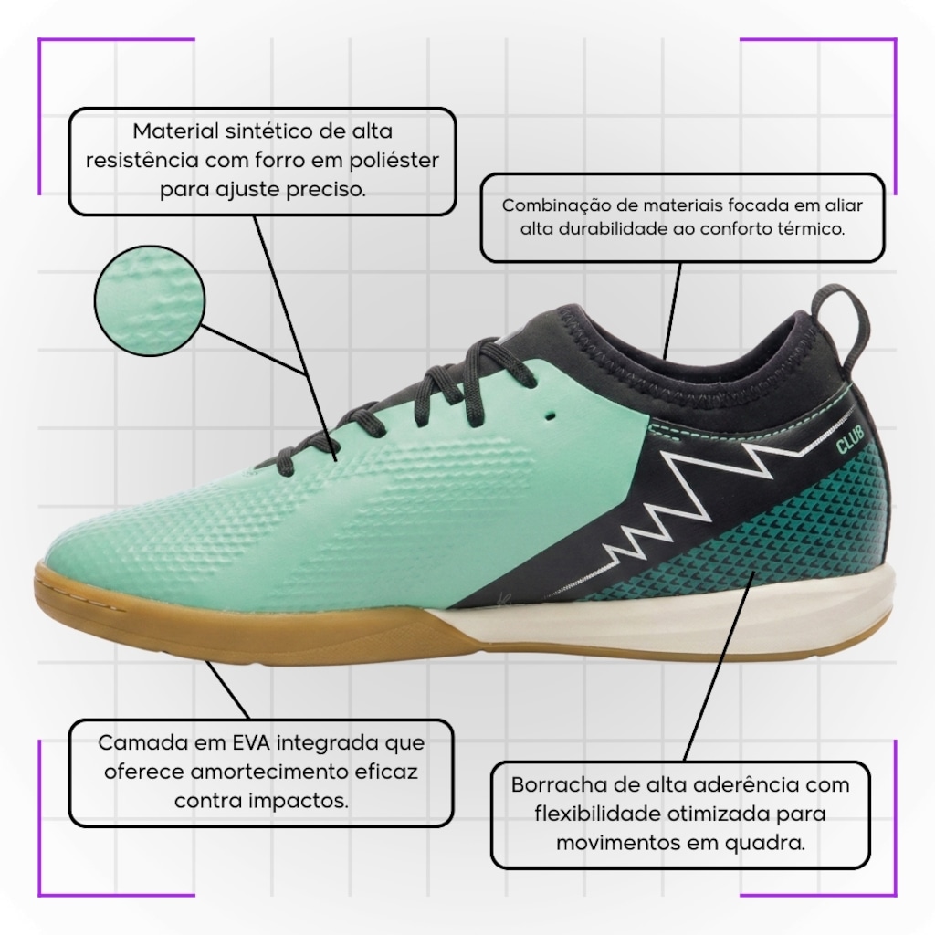 Imagem 3 do produto Kit Chuteira de Futsal Adulta Adamant Top Speed Club e Meião - Umbro