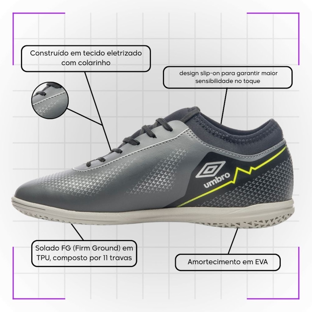 Imagem 3 do produto Kit Chuteira de Futsal Adulto Adamant Top Speed League E Meião - Umbro
