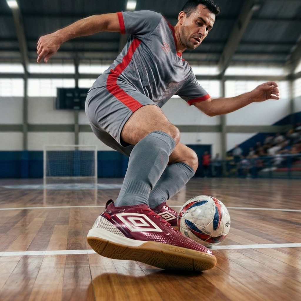 Imagem 2 do produto Kit Chuteira de Futsal Adulto Adamant Top Speed League E Meião - Umbro