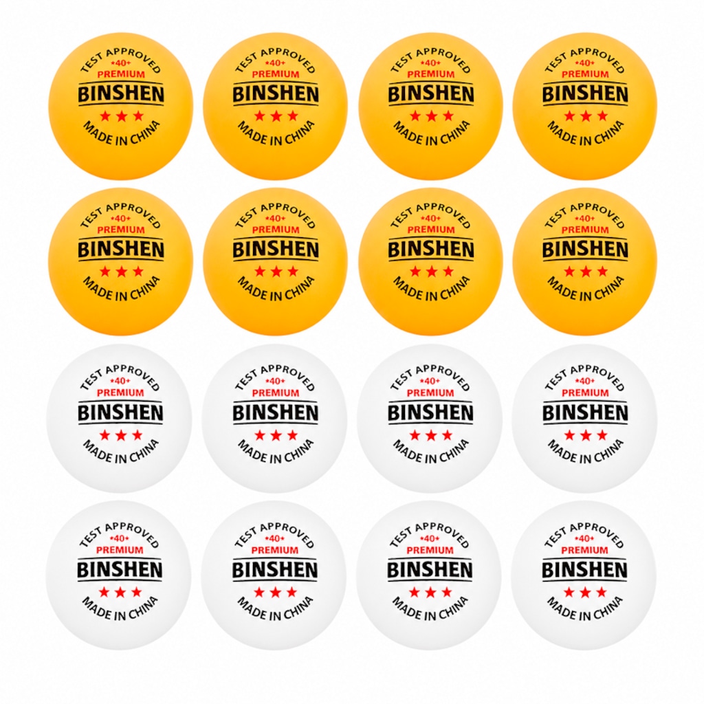 Imagem 2 do produto Kit 16 Bolas de Tênis de Mesa 3 Estrelas 40+ Gold Sports Binshen ABS Premium