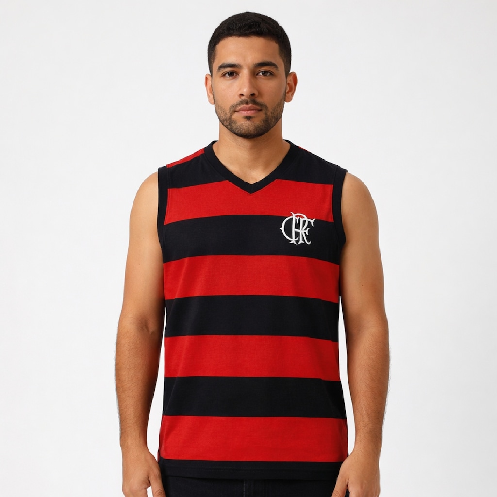 Imagem 2 do produto Camisa Regata do Flamengo Retrô Flatri Bordado Braziline - Masculina