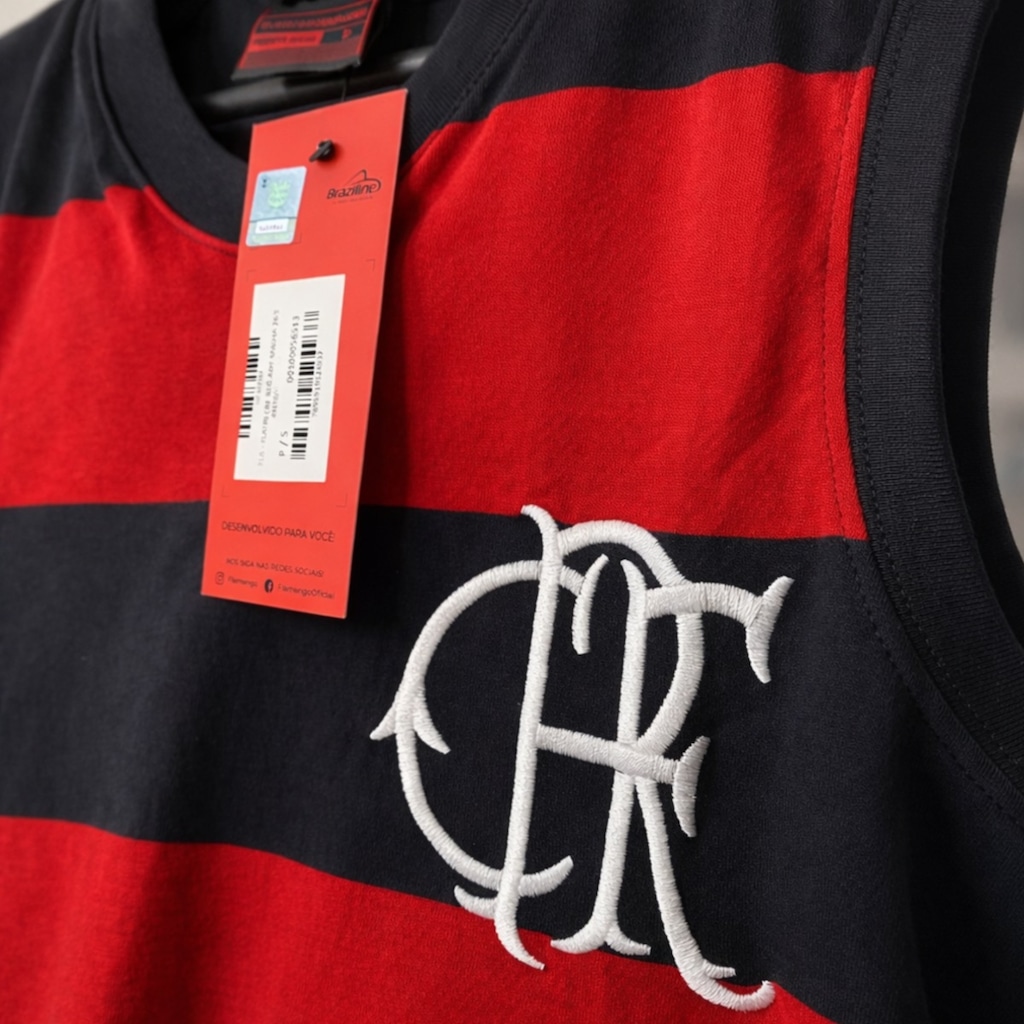Imagem 3 do produto Camisa Regata do Flamengo Retrô Flatri Bordado Braziline - Masculina