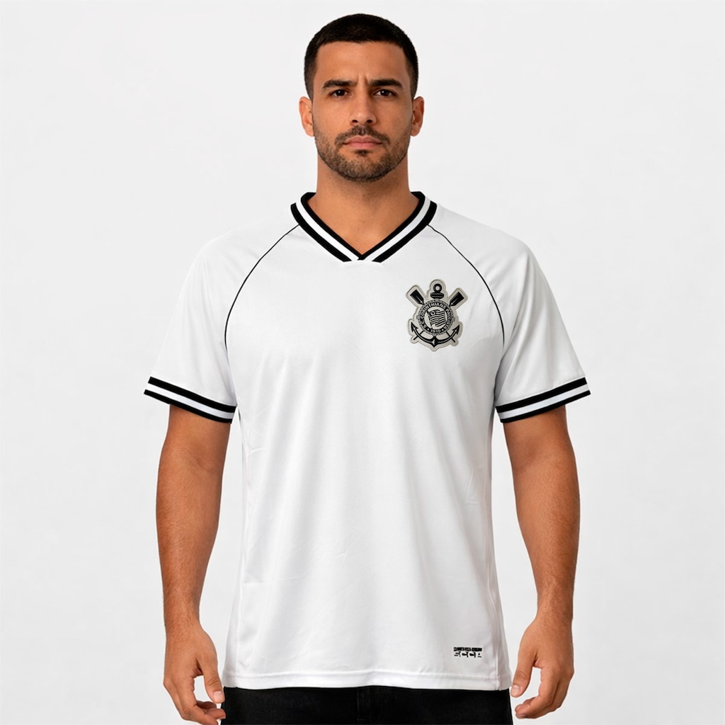 Imagem 2 do produto Camiseta do Corinthians Raglan Símbolo Bordado Coimbra - Masculina