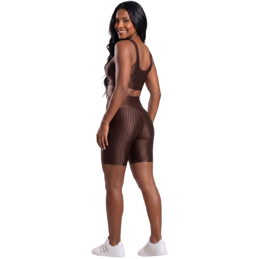 Imagem 3 do produto Conjunto Fitness Top e Bermuda New Zig 3D Vekyo Compressão Roupa Para Academia Treino Moda Feminina