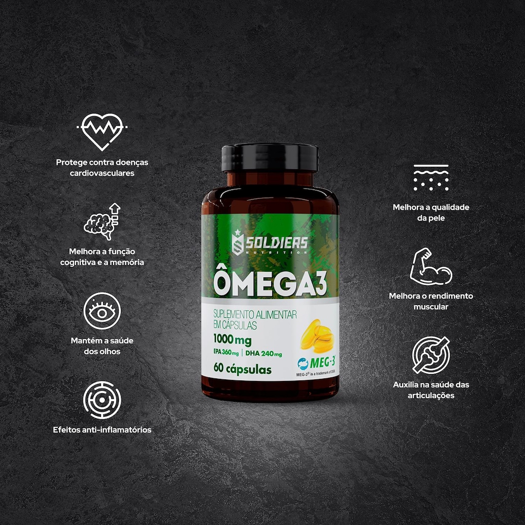 Imagem 3 do produto Ômega 3 1000mg 60 Caps - Soldiers Nutrition