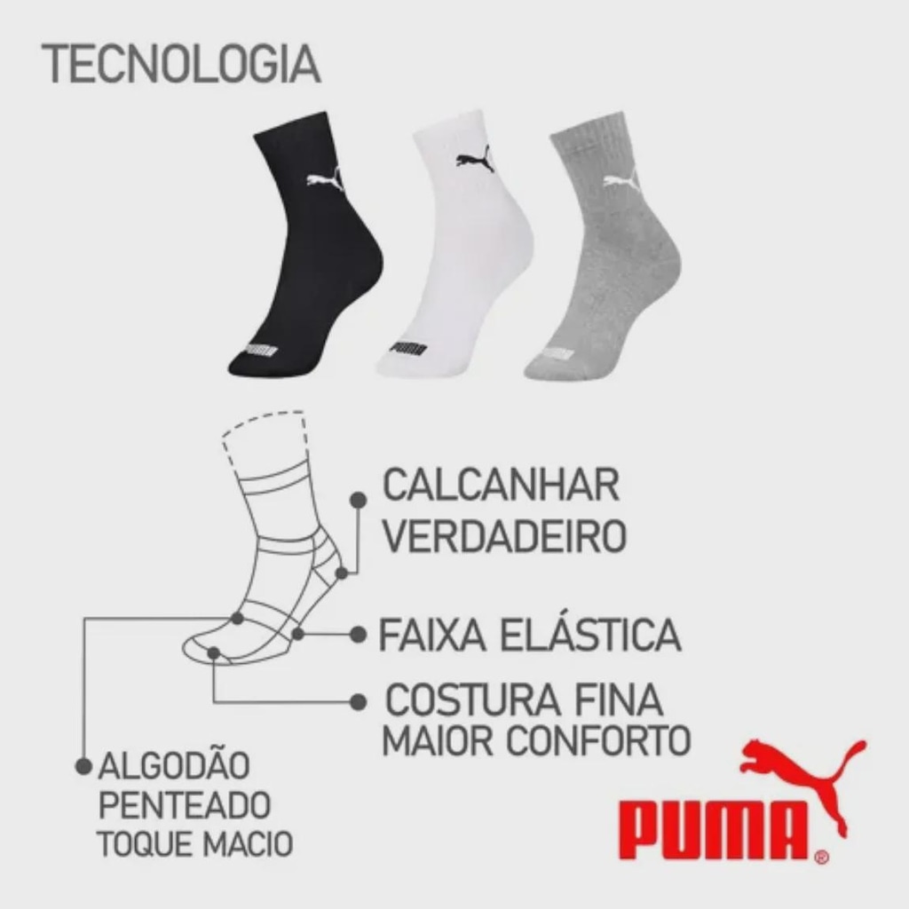 Imagem 3 do produto Kit 3 Meias Puma Cano Médio