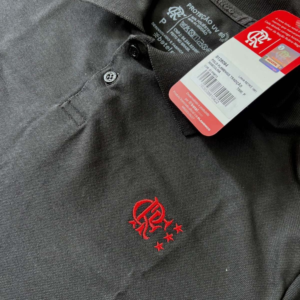 Imagem 3 do produto Camisa Polo do Flamengo Bordado Tradição Betel - Masculina