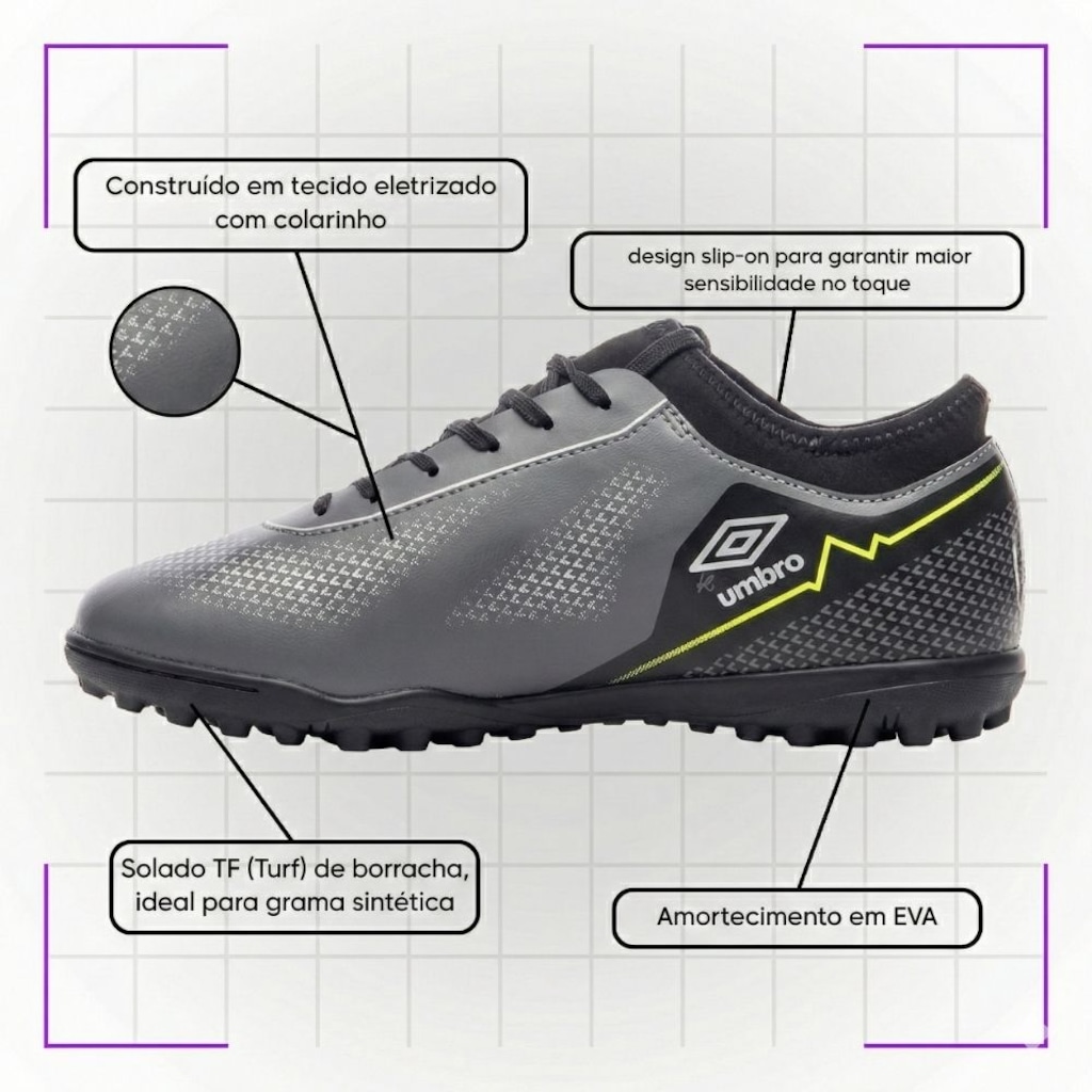 Imagem 3 do produto Kit Chuteira de Society Adulta Adamant Top Speed League e Meião - Umbro