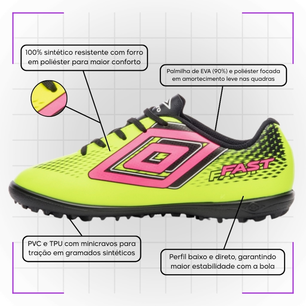 Imagem 3 do produto Chuteira de Society Infantil Fast Ii Jr - Umbro