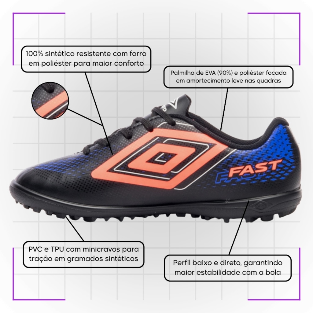 Imagem 3 do produto Chuteira de Society Infantil Fast Ii Jr - Umbro