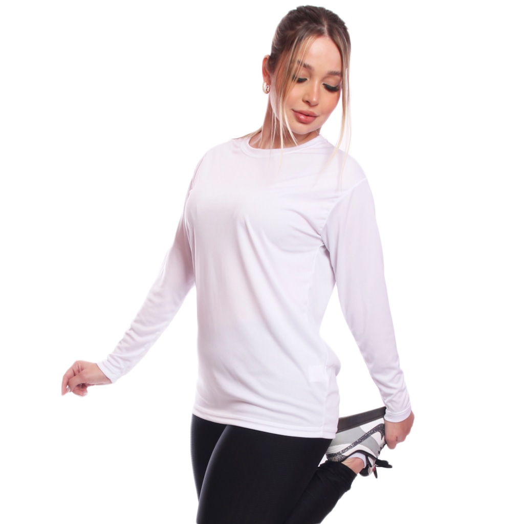 Imagem 2 do produto Kit 6 Camisetas Manga Longa Dry Lisa Treino Feminina