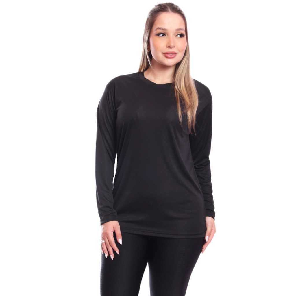 Imagem 4 do produto Kit 6 Camisetas Manga Longa Dry Lisa Treino Feminina
