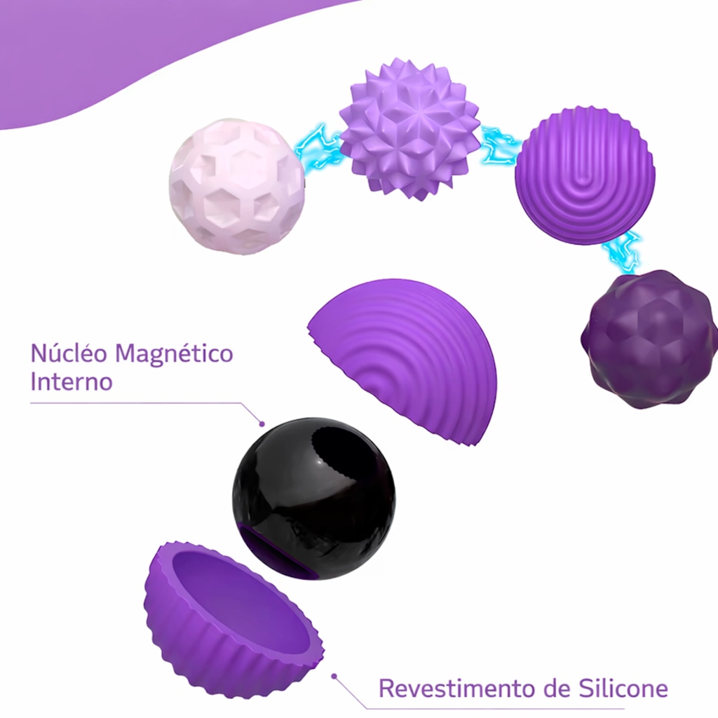 Imagem 3 do produto Kit Bolas Sensoriais Magnéticas Gold Sports Silicone com 8 Peças