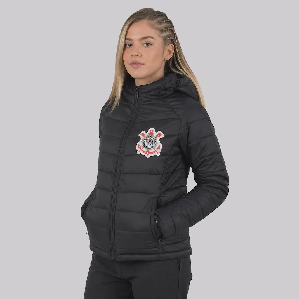 Imagem 2 do produto Jaqueta Corinthians Puffer com Capuz Removível Feminina