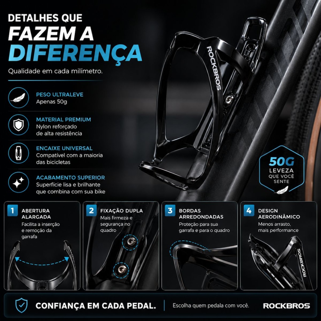 Imagem 2 do produto Kit 2 Suportes Garrafa Caramanhola Rockbros Nylon Mod 07