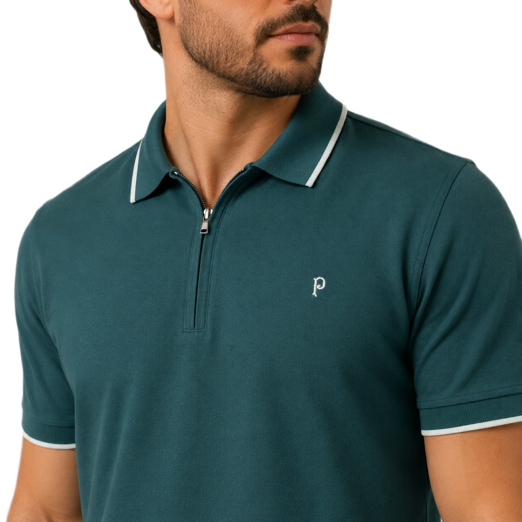 Imagem 2 do produto Camisa do Palmeiras Polo Palestra Zíper Verde Individual - Masculina