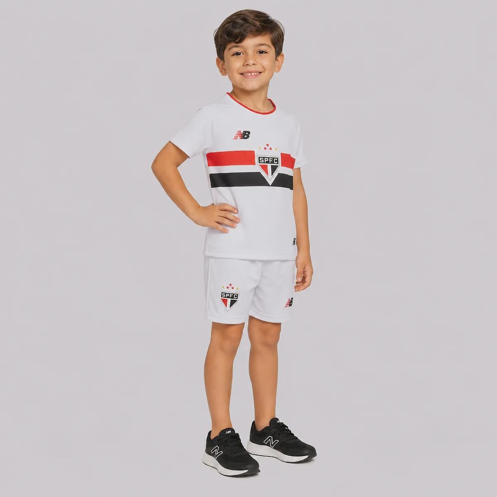 Imagem 2 do produto Kit Uniforme de Futebol do São Paulo I 26/27 New Balance Infantil