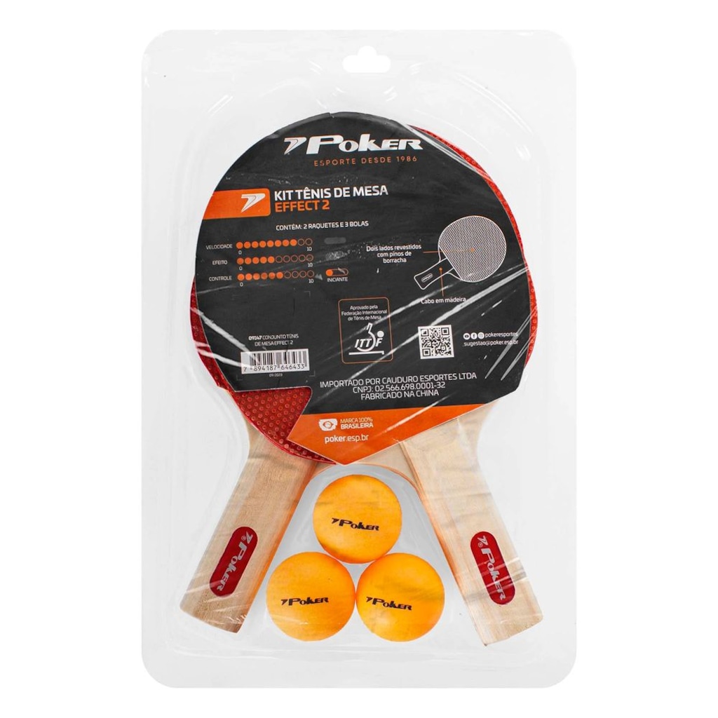 Imagem 5 do produto Conjunto Poker Tênis de Mesa Effect II 2 Raquetes e 3 Bolas