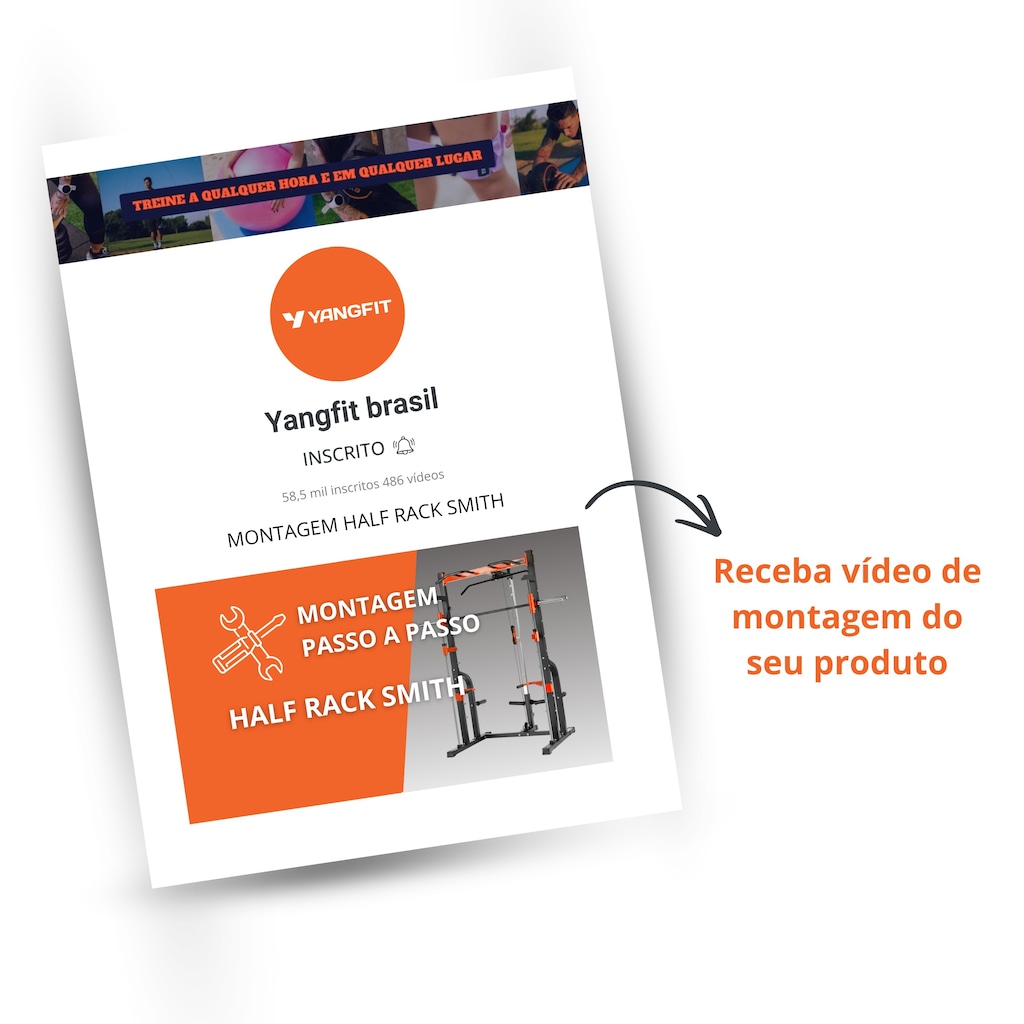 Imagem 2 do produto Half Rack Smith Barra Guiada Yangfit com Polias e Landmine