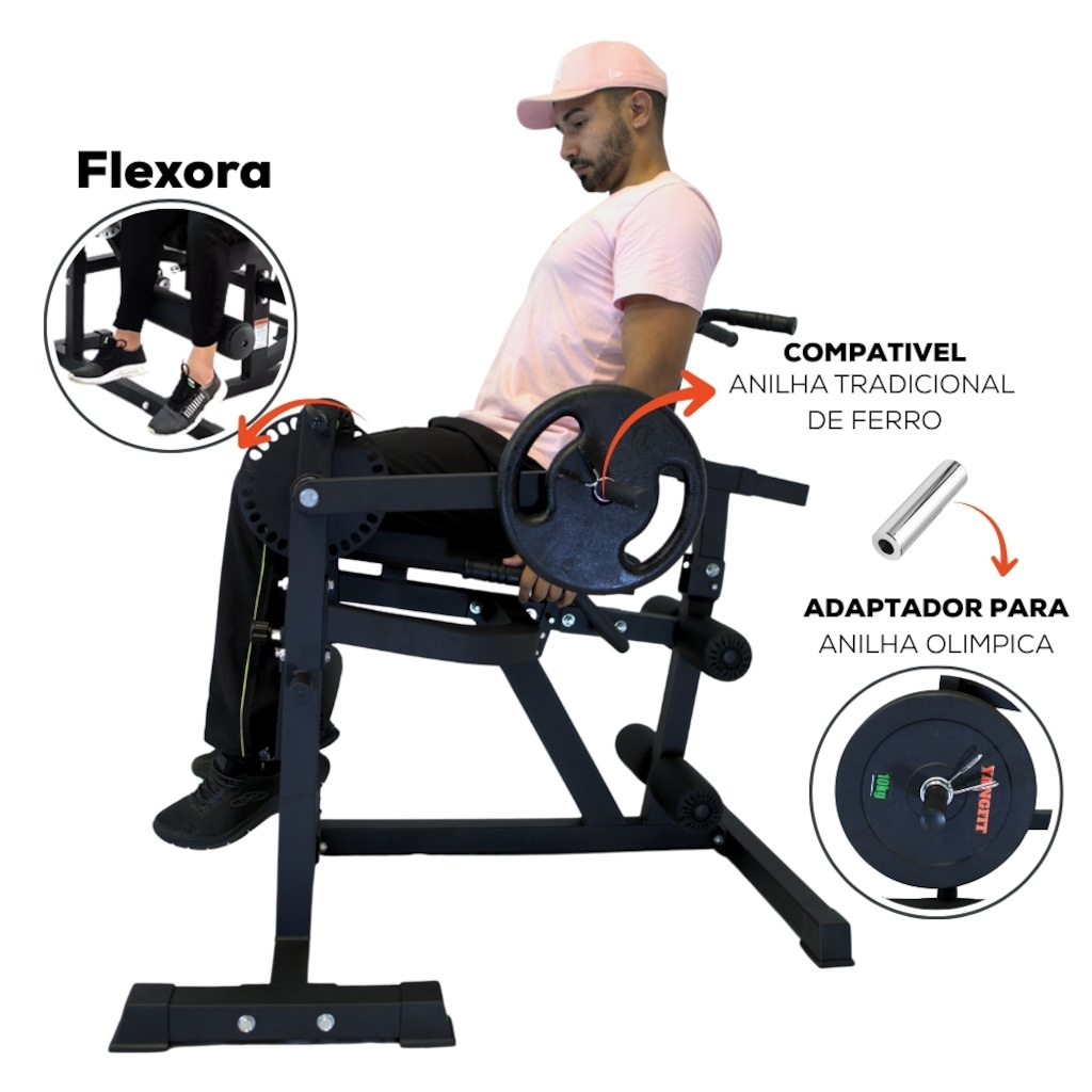 Imagem 4 do produto Cadeira Extensora e Mesa Flexora Perna Glúteo Yangfit 4 em 1