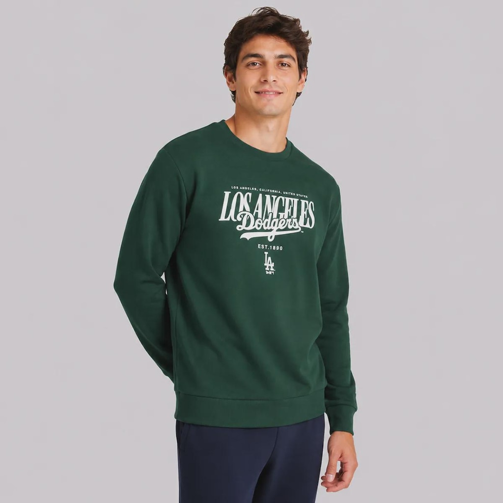 Imagem 2 do produto Blusão de Moletom New Era Los Angeles Dodgers MLB Script GRPHC Crew Masculino