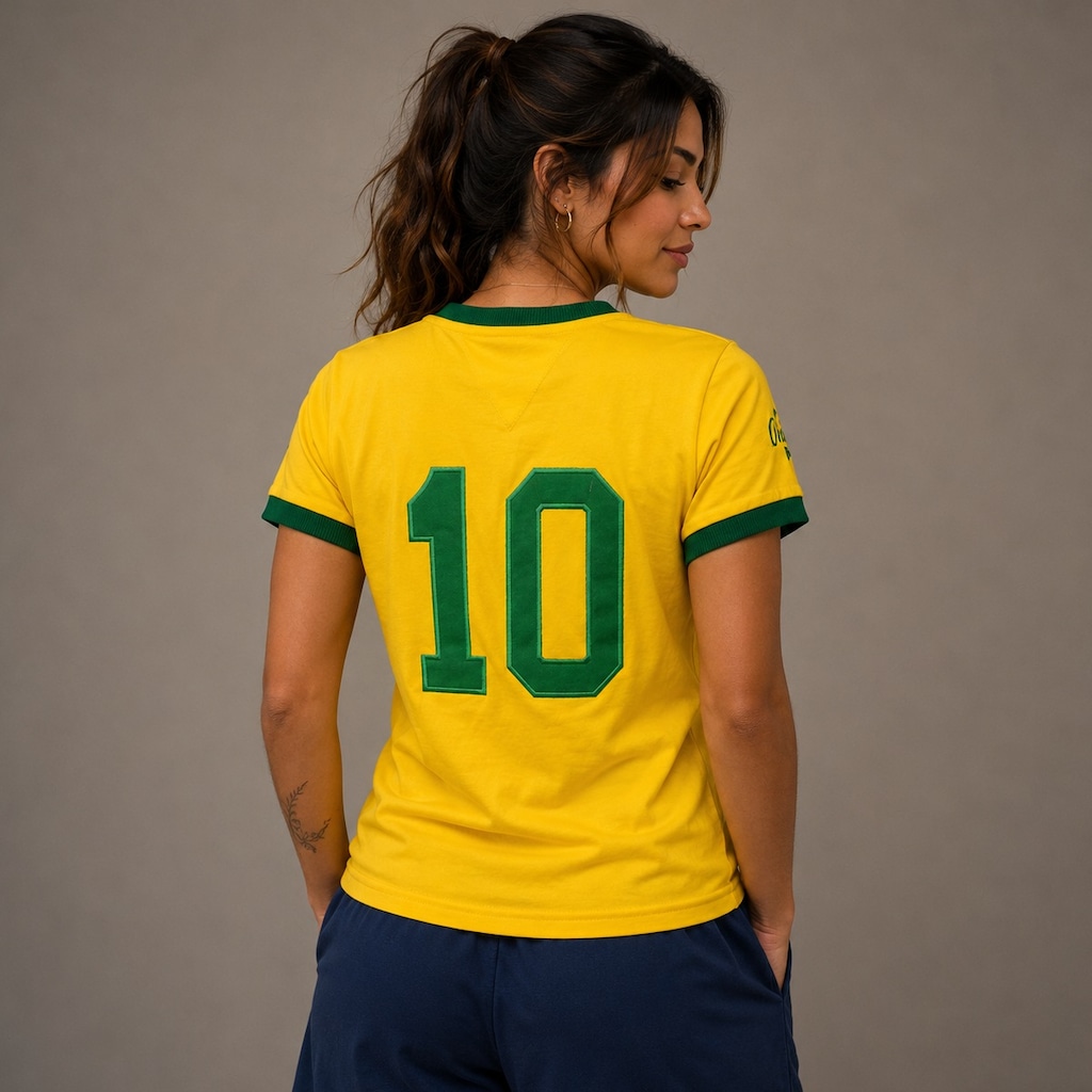 Imagem 4 do produto Camisa do Brasil Pelé Retrô 1970 Athleta - Feminina