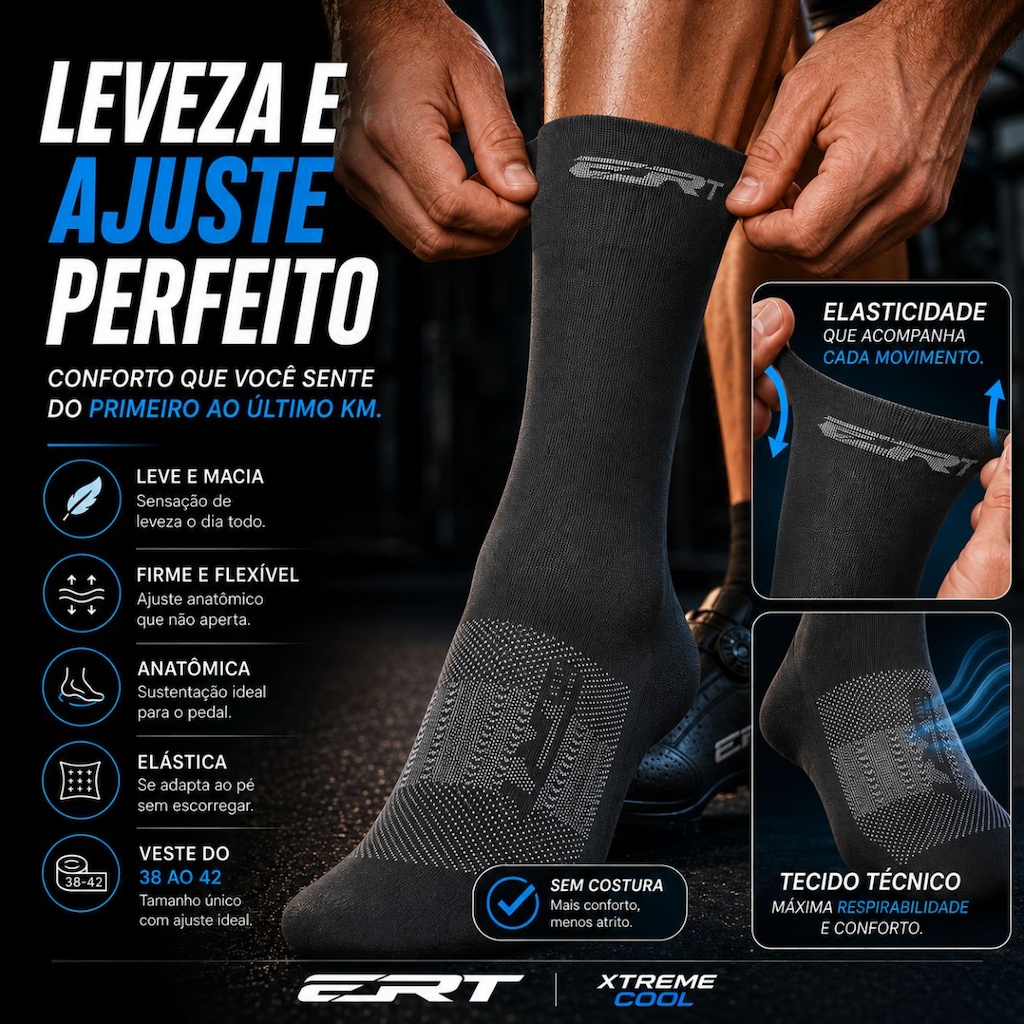 Imagem 4 do produto Kit 2 Pares de Meia Cano Médio ERT Xtreme Cool - Unissex