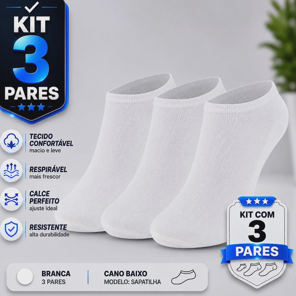 Imagem 4 do produto Kit com 3 Pares de Meia Sapatilha Dallf - Feminino