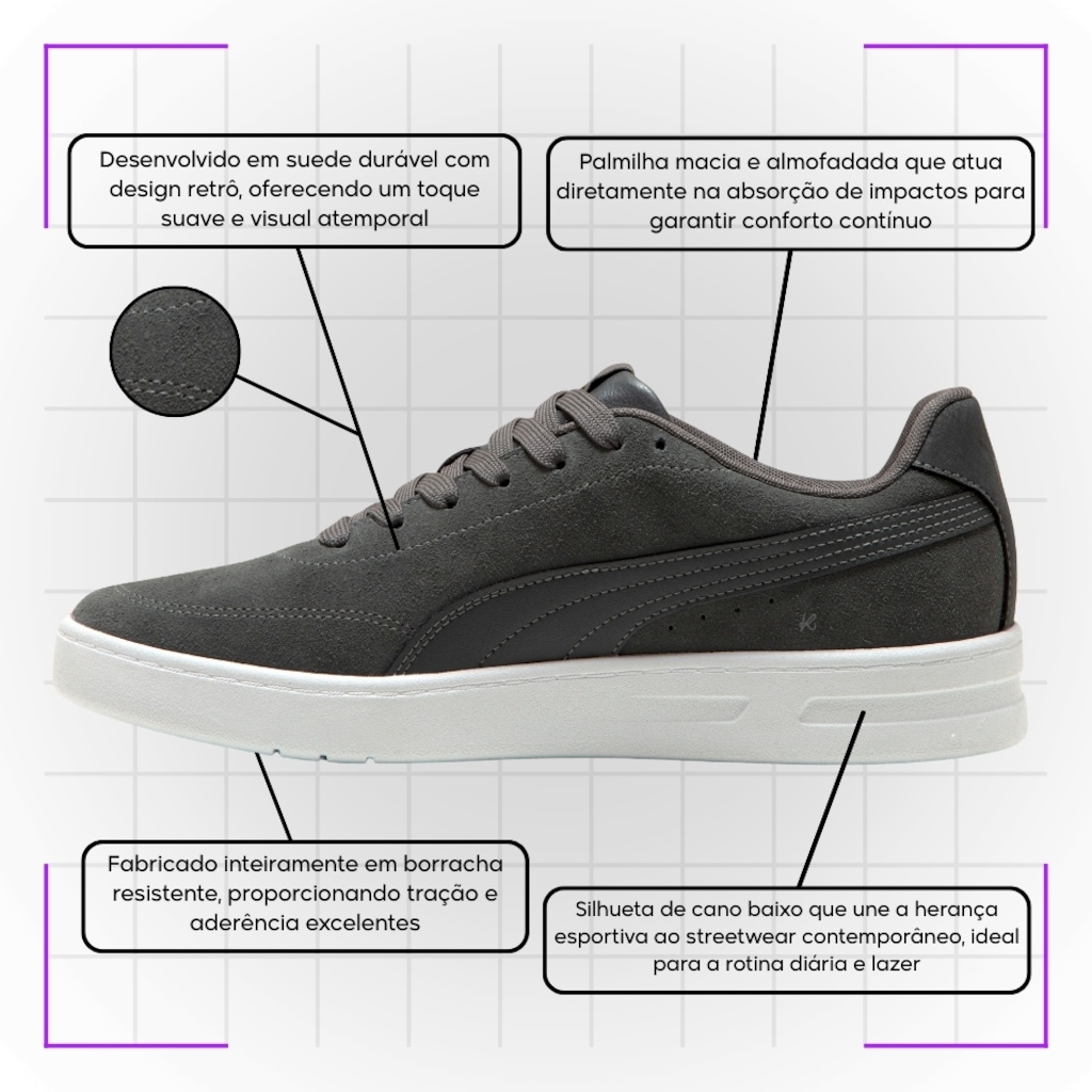 Imagem 5 do produto Tênis Masculino Puma Court Classic Clean Sd Bdp