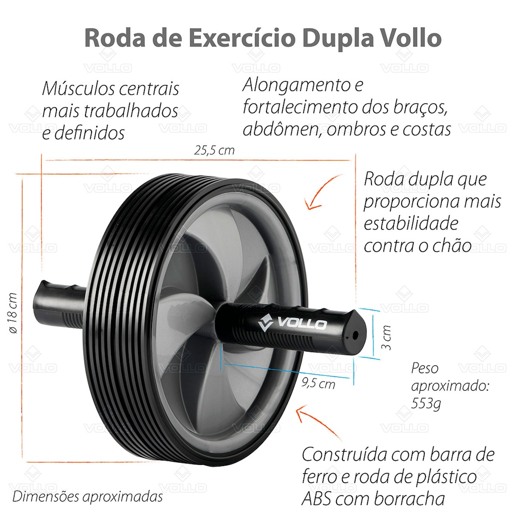 Imagem 2 do produto Roda de Exercício Abdominal Dupla Vollo