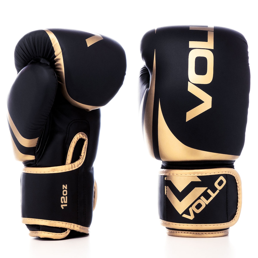 Imagem 2 do produto Kit Luva 12oz Boxe Muay Thai Dourado + Protetor Bucal Luta Vollo
