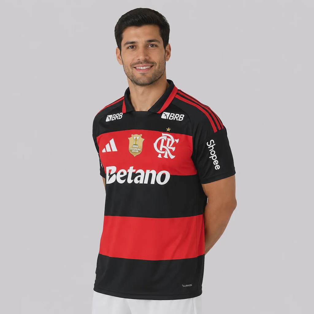 Imagem 3 do produto Camisa do Flamengo I 26/27 Patch Campeão Brasileiro 25/26 adidas Masculina
