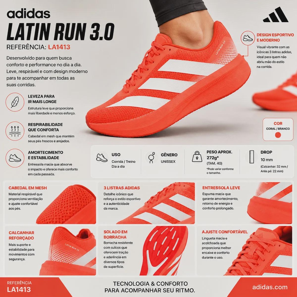 Imagem 2 do produto Tênis Unissex adidas Latin Run 3.0