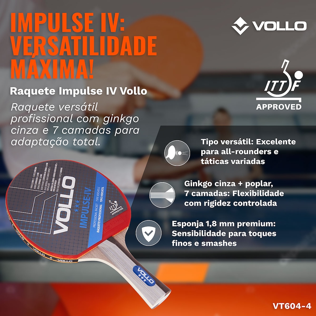 Imagem 3 do produto Raquete de Tênis de Mesa Impulse IV Vollo - Adulto