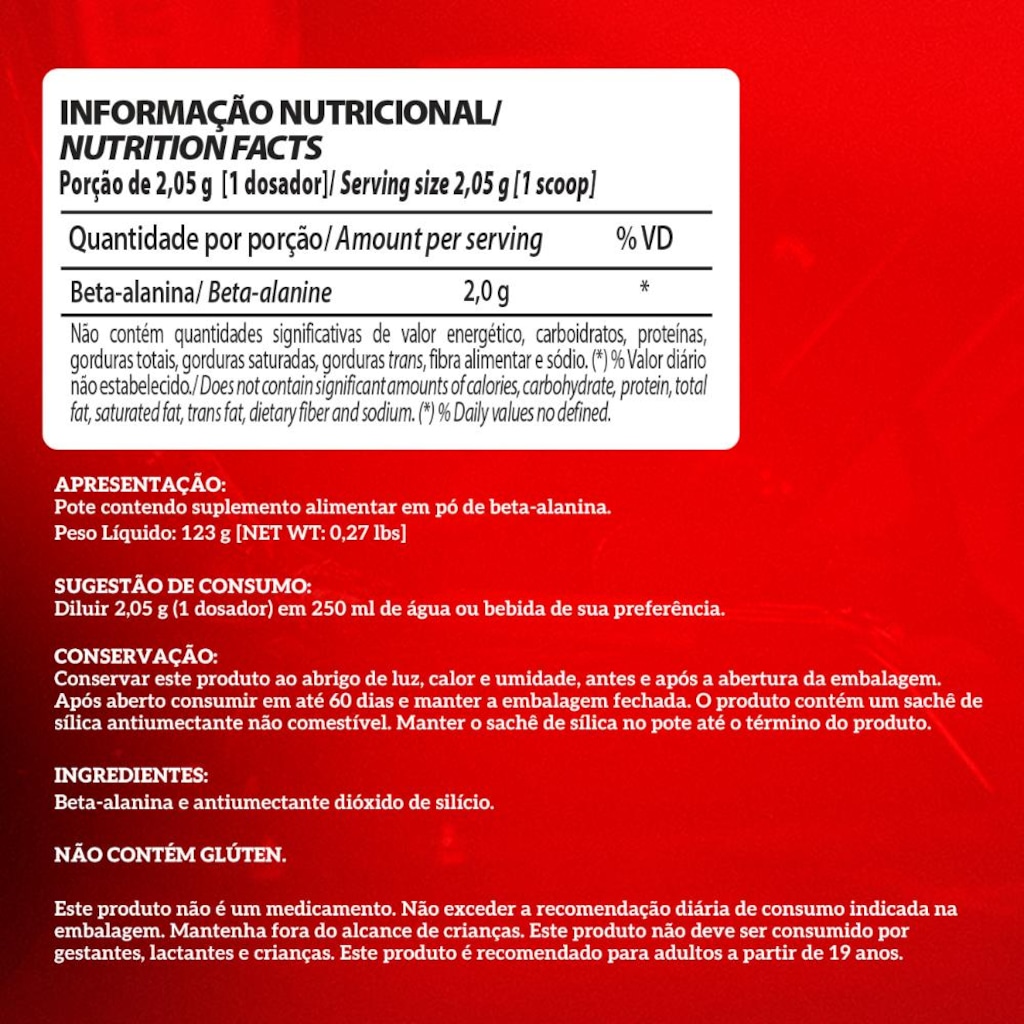 Imagem 3 do produto Aminoácido Integralmedica Beta-Alanina 123g