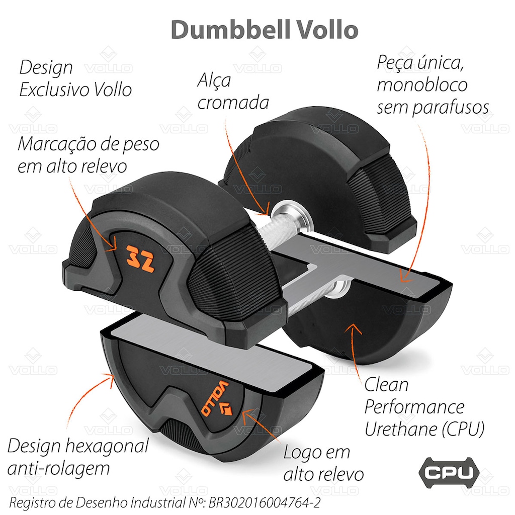 Imagem 4 do produto Halter Dumbbell Vollo - 26kg