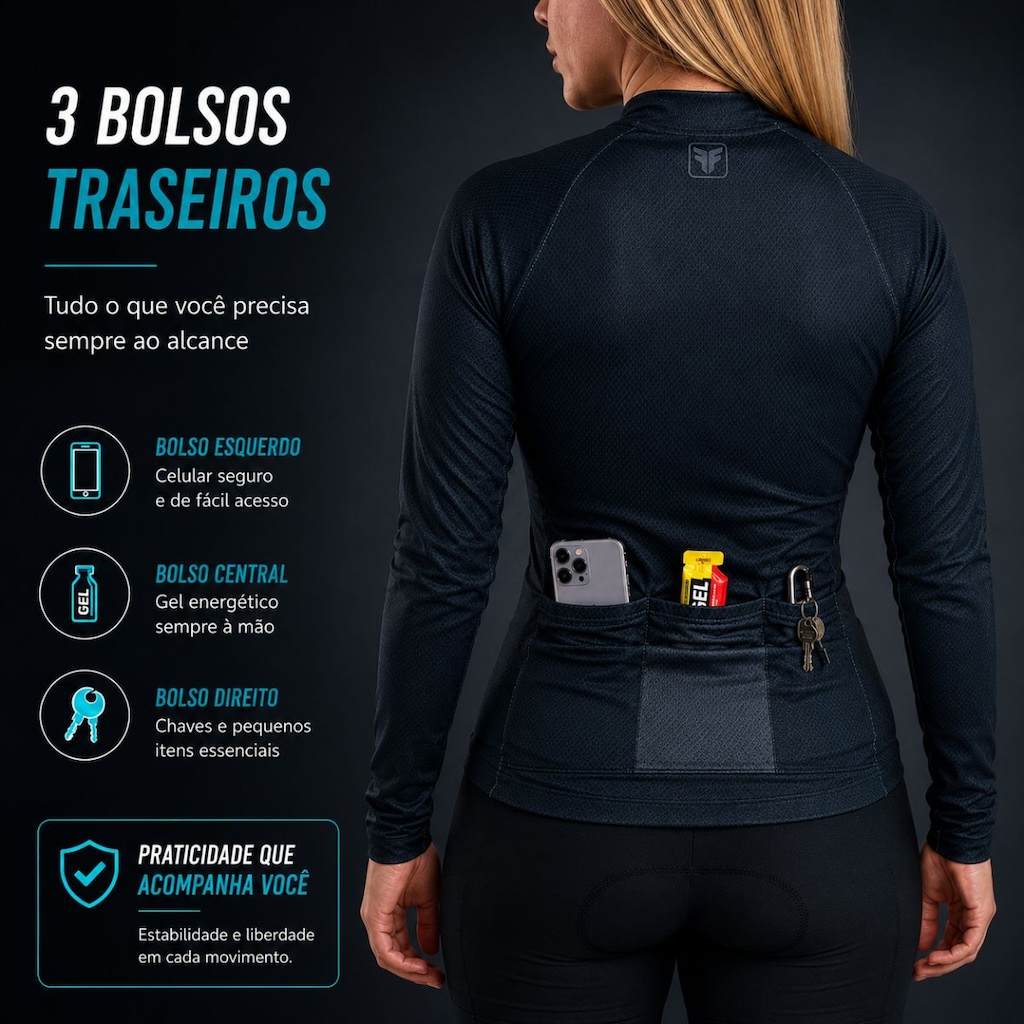 Imagem 2 do produto Camiseta Manga Longa Ciclismo Free Force - Feminina