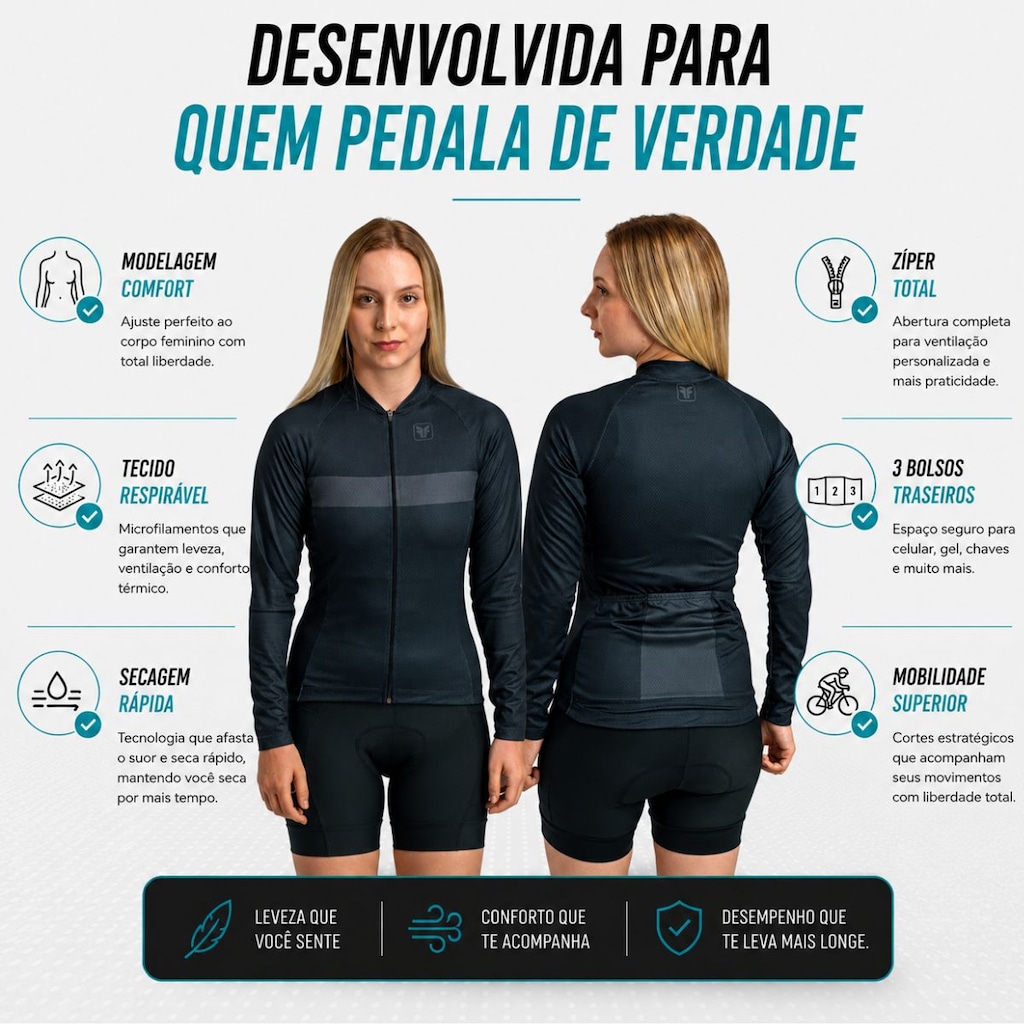 Imagem 5 do produto Camiseta Manga Longa Ciclismo Free Force - Feminina