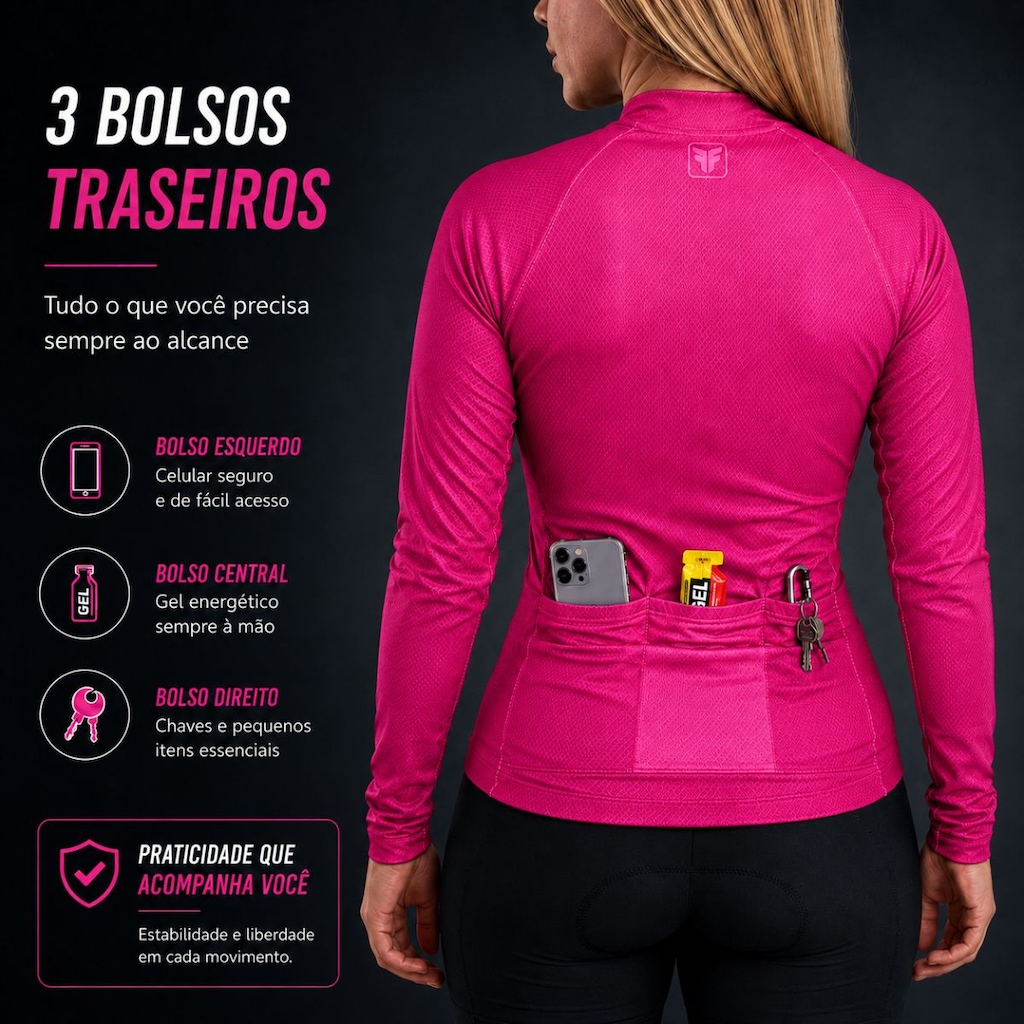 Imagem 2 do produto Camiseta Manga Longa Ciclismo Free Force - Feminina