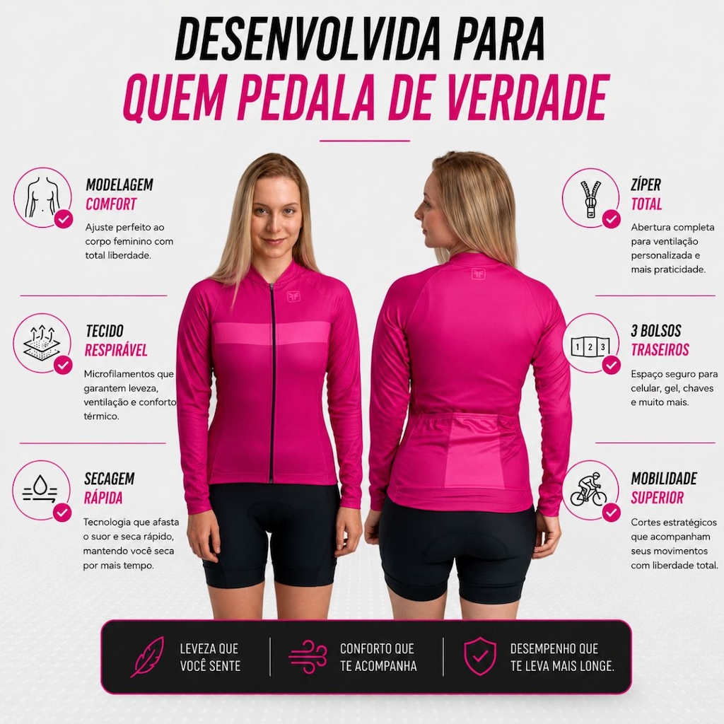 Imagem 5 do produto Camiseta Manga Longa Ciclismo Free Force - Feminina
