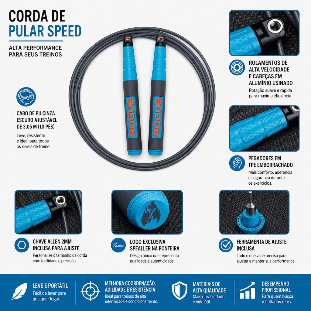 Imagem 2 do produto Corda Speed Rope SR-1S Spealler Rogue 3.0