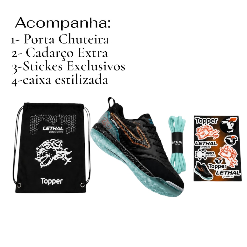 Imagem 4 do produto Chuteira Futsal Adulto Topper Lethal Grafeno